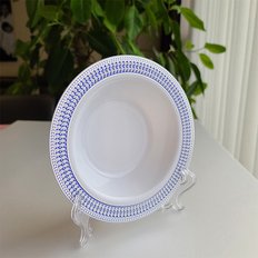 실버 블루 사파이어 샐러드볼 19cm 캠핑 야외 플라스틱 일회용 접시