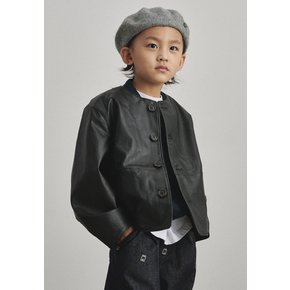 BA51JK02BK 블랙 에코레더 노카라 자켓