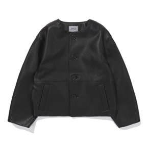BA51JK02BK 블랙 에코레더 노카라 자켓