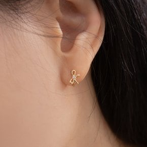 14k 바게트 스톤 리본 원터치 귀걸이 (14k골드) LFE11