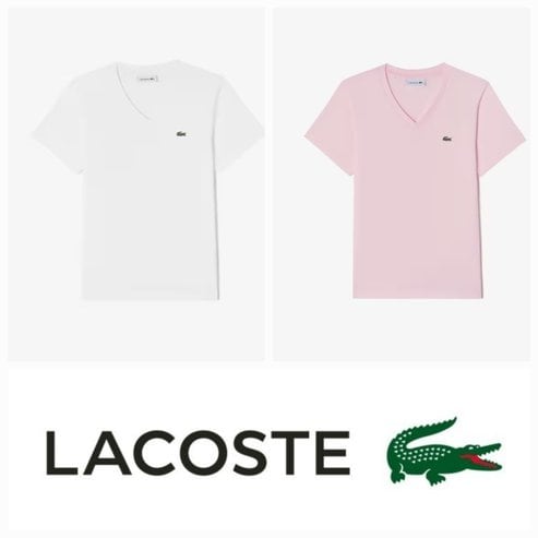 라코스테 25SS 여성 베이직 브이넥 반팔 티셔츠 TF832E-55G