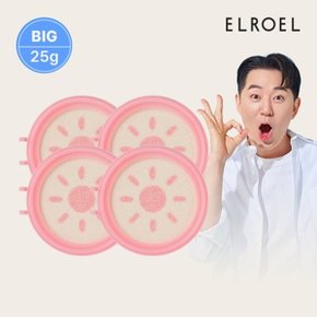 [빅] 엘로엘 피치 핑크 톤업 팡팡 빅 선쿠션 25g 리필 x 4개_ELROEL