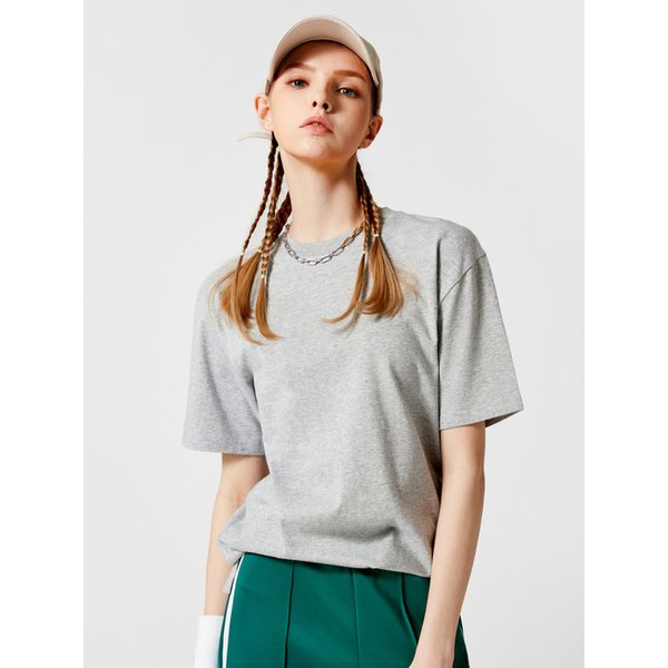 루즈핏 올데이 레이어드용 트임 반팔 티셔츠 멜란지그레이
