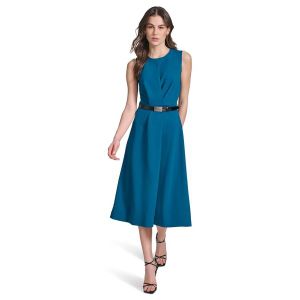 이스퀘어 4675746 Calvin Klein Sleeveless Scuba Crepe Belted Midi Dress