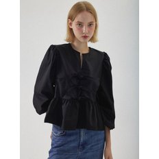 Julie Puff Long Sleeve Blouse - Black