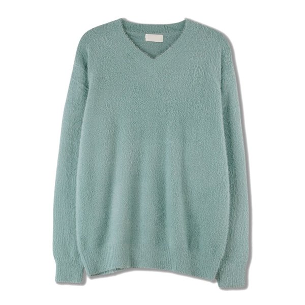 남자 소프트 모헤어 앙고라 브이넥 니트티 SG-KN-Q029-민트