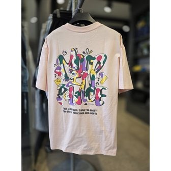 더블제이디 [시흥점] 남여공용 그래피티 플레이스 베어  세미오버핏 반팔티 소프트핑크/ JGZZ10647