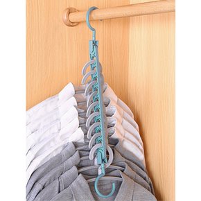 가로세로 공간활용 옷걸이(블루) 간격유지 9구 옷걸이