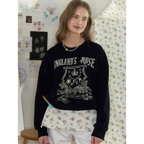 [논로컬 X 이하여백] Rose Hand Drawing Sweatshirt - Navy