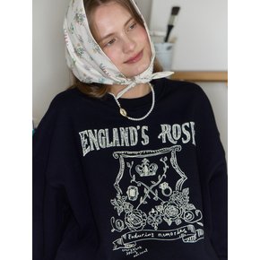 [논로컬 X 이하여백] Rose Hand Drawing Sweatshirt - Navy