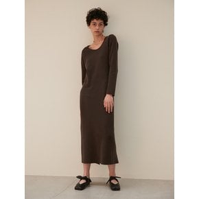 SOFT CURVED NECK KNIT DRESS