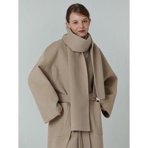 Cashmere muffler hadmade robe coat (Light beige)