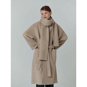 Cashmere muffler hadmade robe coat (Light beige)