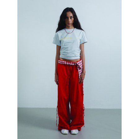 웻태그 BUFFERING FITTED WAIST CROP T-SHIRT GRAY