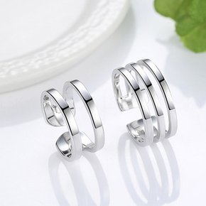 RC37SET Silver 두줄 세줄 은반지 커플링