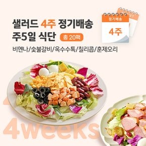 샐러드 4주 정기배송 주5일 (비엔나1+숯불1+옥수수1+칠리콥1+훈제오리1)