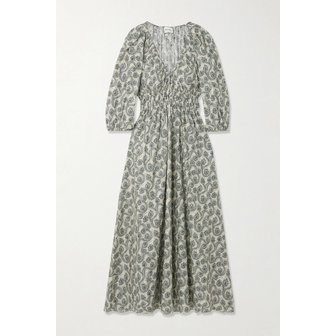 MATTEAU 마티유 셔드 페이즐리 프린트 코튼 미디 원피스 46376663162941656