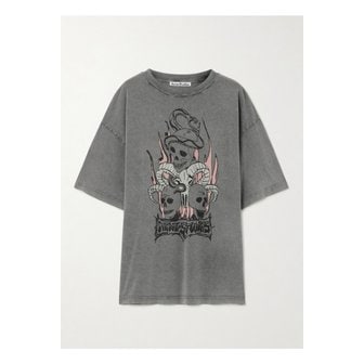 아크네스튜디오 + 프린트 코튼 저지 티셔츠 블랙