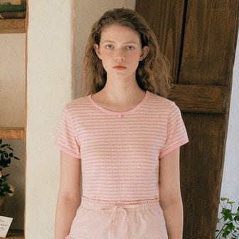 로라로라 STRIPE SKASHI T-SHIRT PINK