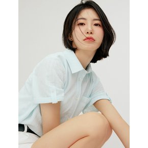 [신예은PICK](W) 롤업 하프 셔츠_스카이 블루