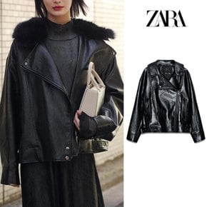 자라 ZARA 여성 페이크 레더 자켓 ZW 컬렉션 페이크가죽잠바 직구 블랙