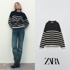 ZARA 자라 스트라이프 라운드넥 긴팔 니트 스웨터