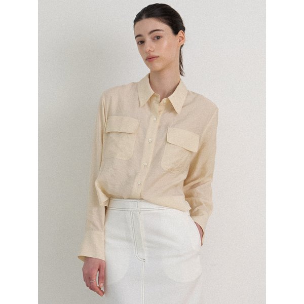Wrinkle semi crop collar shirts_3colors