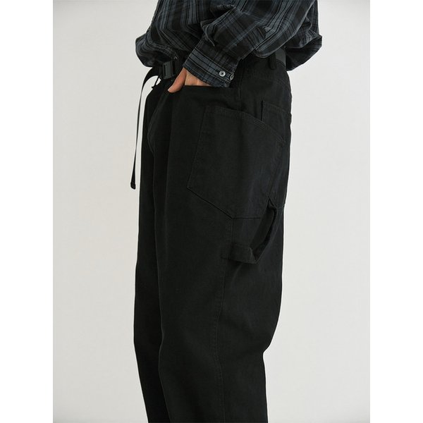 Washed duck double pants (black)
