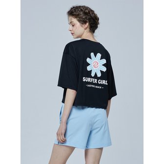 레이지비 [SET] 시그니처 여성 크롭 반팔 래쉬가드 세트 블랙
