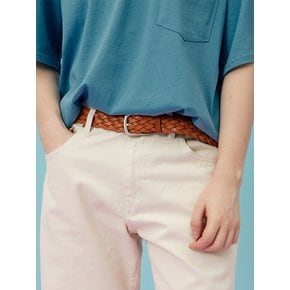 REAL LEATHER MESH BELT camel