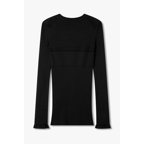 여성 코튼 블렌드 롱 니트 풀오버_블랙 6416130110000