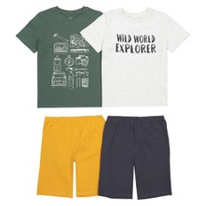 아동 숏 저지 파자마 2종 세트 (3-12y) (green/grey)