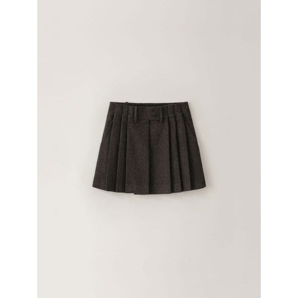 Herringbone Button Mini Skirt (2Colors)