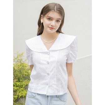 클렛 Big Collar Button Blouse White