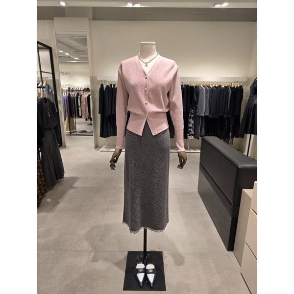 [파주점] 세트 브이넥 니트 가디건 + 울 프린지 니트 스커트 JS3B1CD531,JS2B1SK501