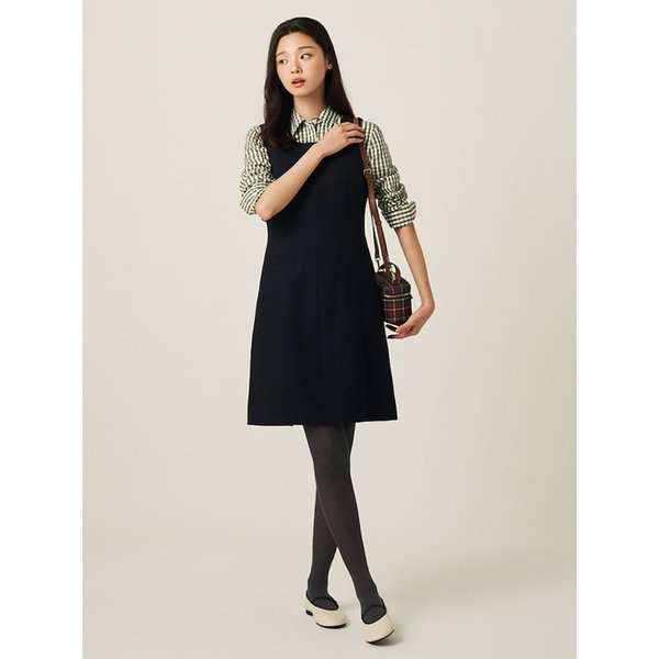 트위드 텍스처 레이어드 원피스  네이비 (BF5871C01R)