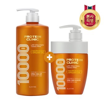 엘지생활건강 엘라스틴 프로틴클리닉 고영양 샴푸 1000ml + 고영양 트리트먼트 700ml