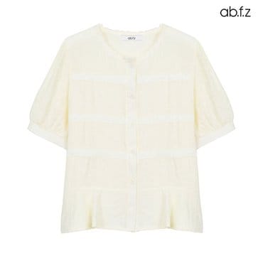 ab.f.z [ab.f.z/신상] 밑단 프릴 레이스넥 블라우스 (AFZ2MB36A)
