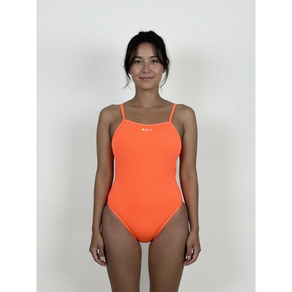 오렌지 카키 리버시블 여자 원피스 타이백 수영복