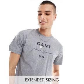 GANT 간트 라지 스크립트 로고 프린트 티셔츠 인 그레이 마를 8634898