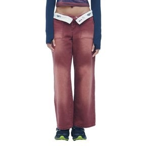 TURN UP LOGO BELT LOW RISE CATION PANTS WN