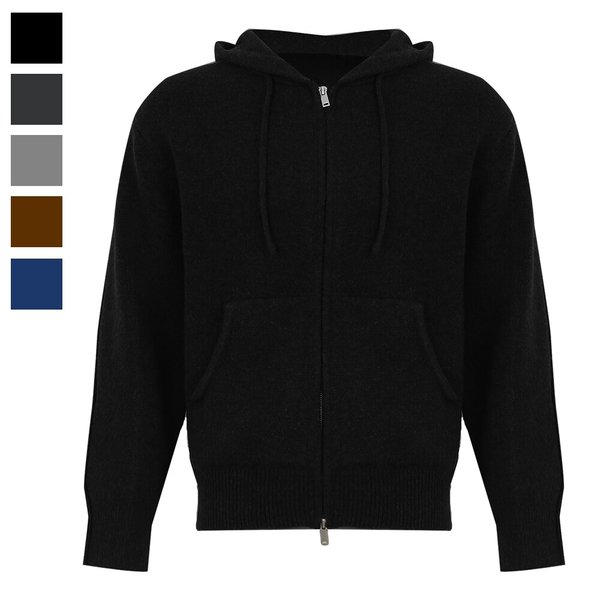 남자 테르 투웨이 울 니트 후드 집업 AT-JUA-Q038-블랙