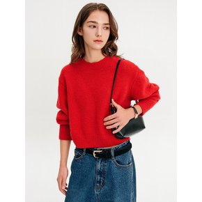 콜린 울 부클 크롭 니트_레드 / COLIN WOOL BOUCLE CROP KNIT_RED