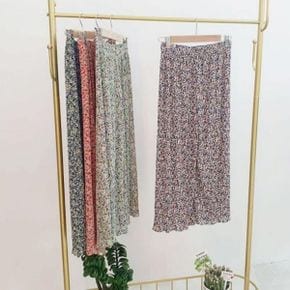 8부 플 바지 여성 가벼운 허리밴딩 엄마 여름 할머니 꽃무늬 와이드 주름 팬츠