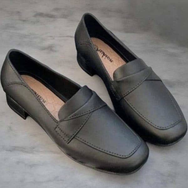 [옷자락] 여성 심플 사각토 무지 편안한 플랫 로퍼