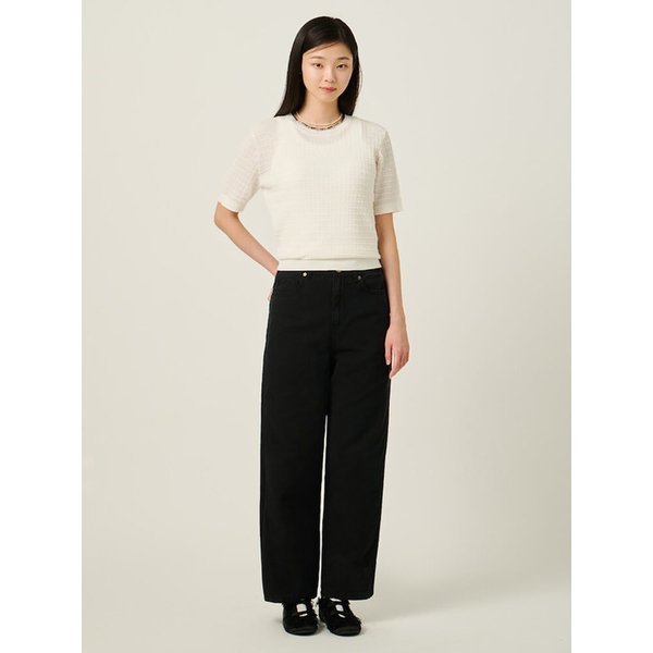 커브드 데님 팬츠  블랙 (BF5721C715)