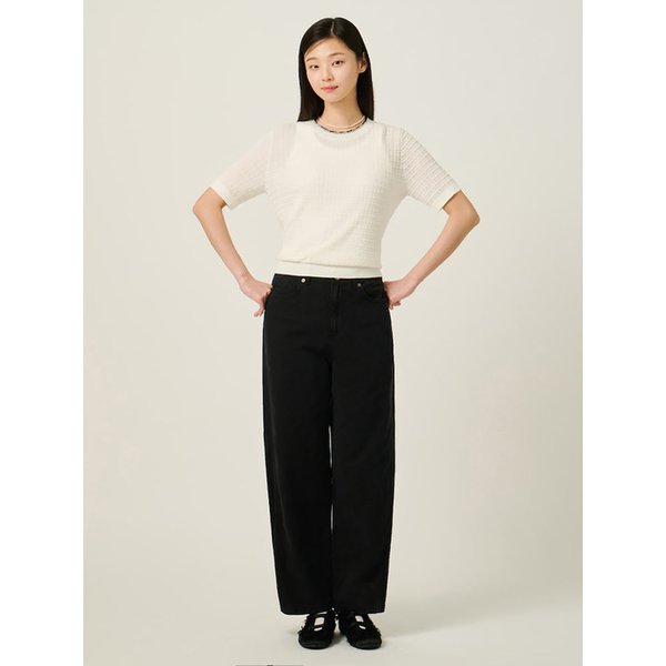 커브드 데님 팬츠  블랙 (BF5721C715)