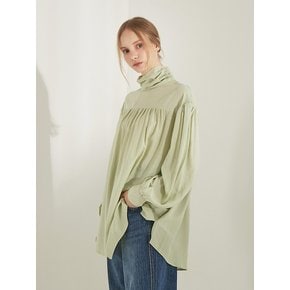 [리퍼브]planet-28 shirring high neck blouse_mint