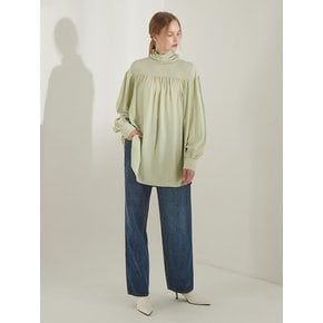 [리퍼브]planet-28 shirring high neck blouse_mint