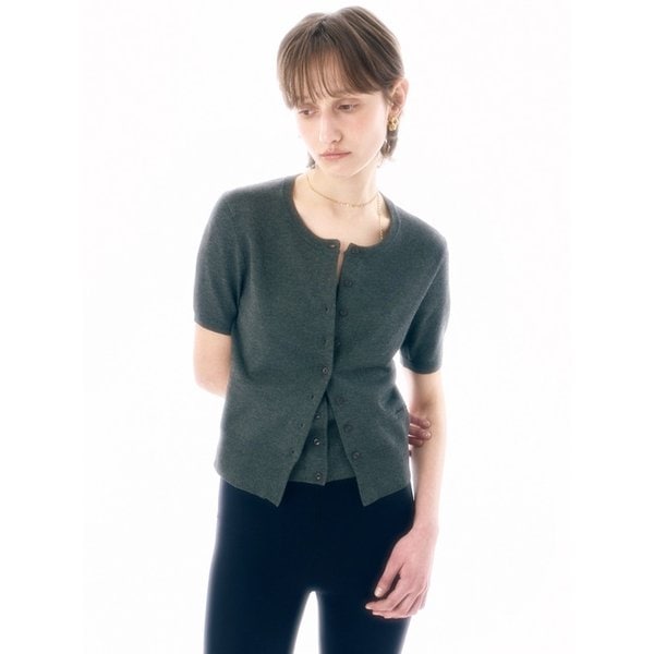 BAISIC ROUND CARDIGAN  & BUSTIER SET GR